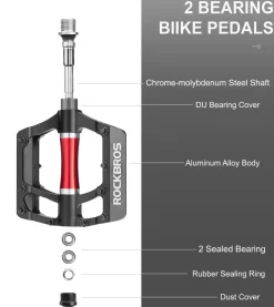 ROCKBROS MTB Pedals Platform Bike Pedal Aluminum 9/16" Bicycle Pedal Non-Slip Lightweight Flat Pedals for BMX Road Mountain Bikes