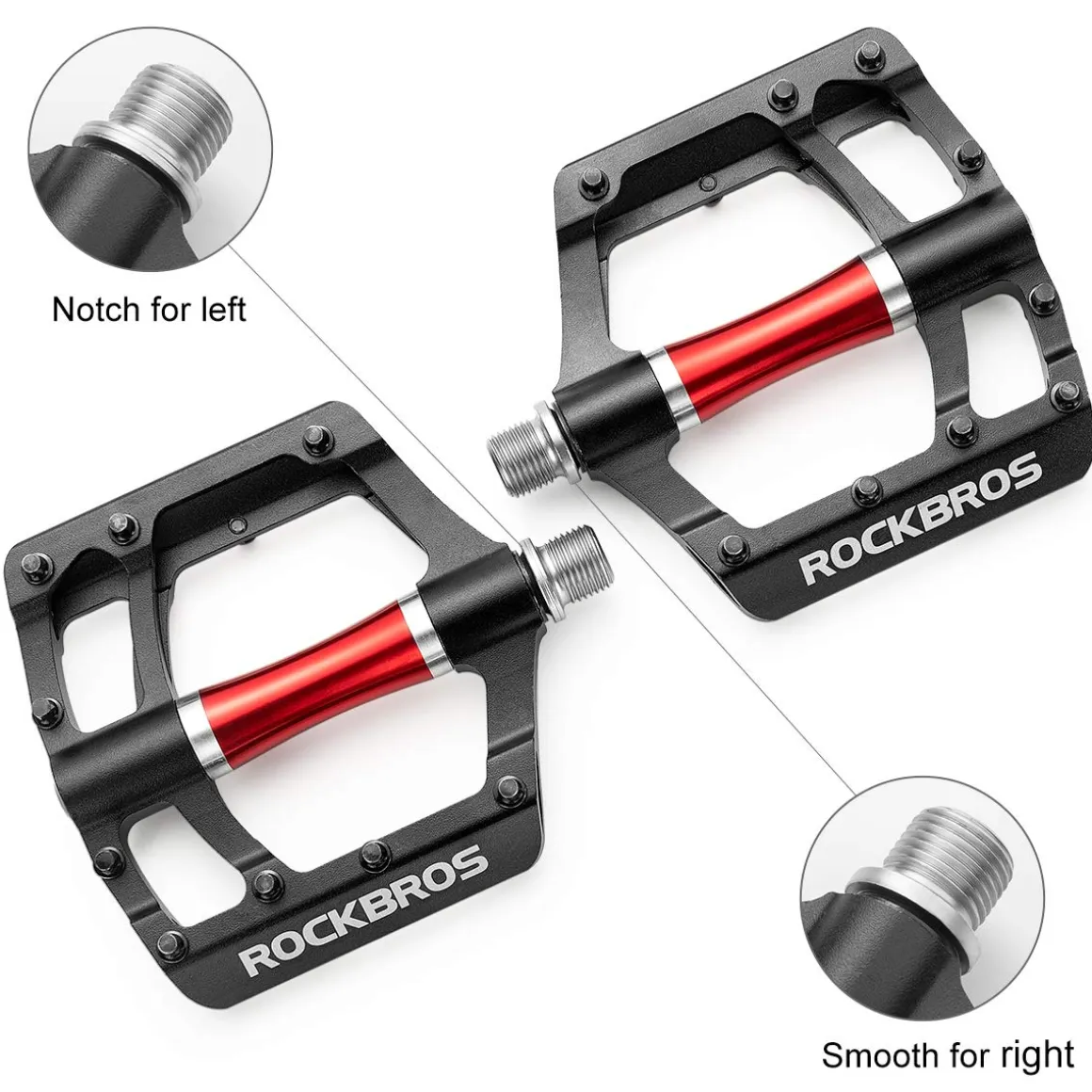 ROCKBROS MTB Pedals Platform Bike Pedal Aluminum 9/16" Bicycle Pedal Non-Slip Lightweight Flat Pedals for BMX Road Mountain Bikes