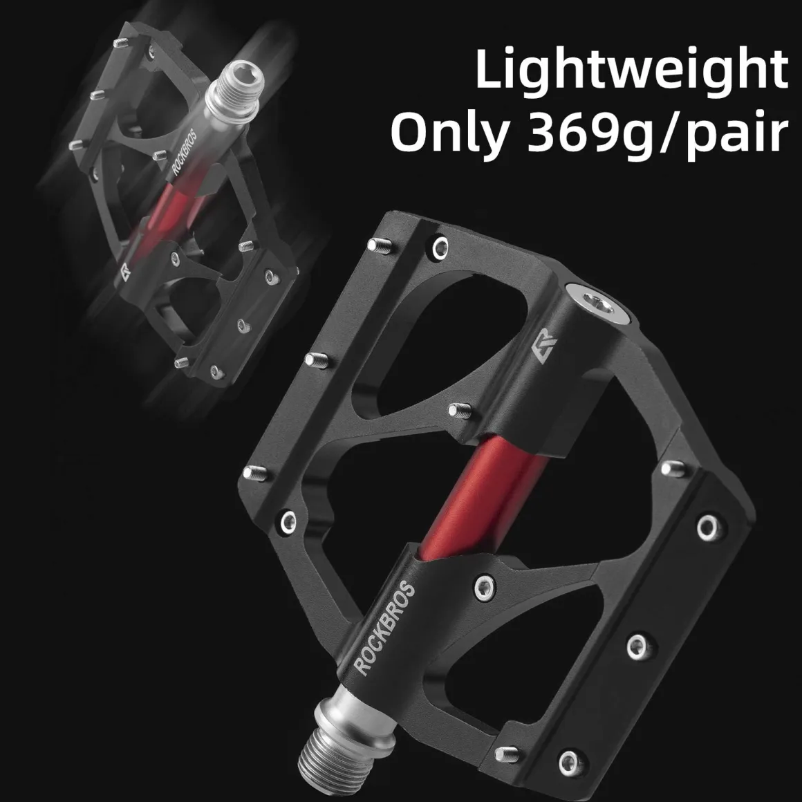 ROCKBROS MTB Pedals Platform Bike Pedal Aluminum 9/16" Bicycle Pedal Non-Slip Lightweight Flat Pedals for BMX Road Mountain Bikes