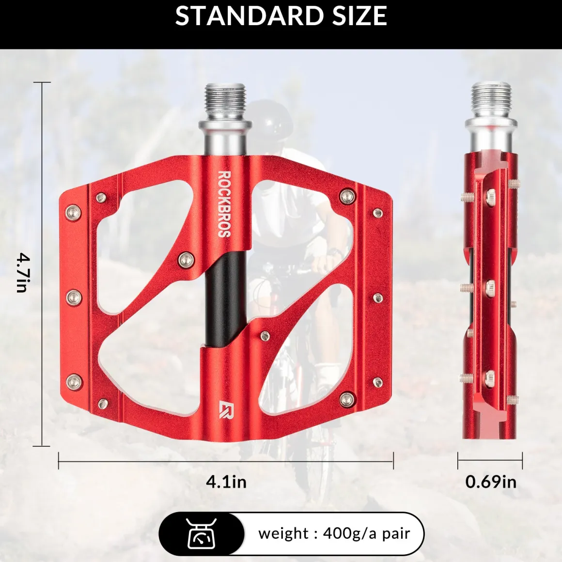 ROCKBROS MTB Pedals Platform Bike Pedal Aluminum 9/16" Bicycle Pedal Non-Slip Lightweight Flat Pedals for BMX Road Mountain Bikes