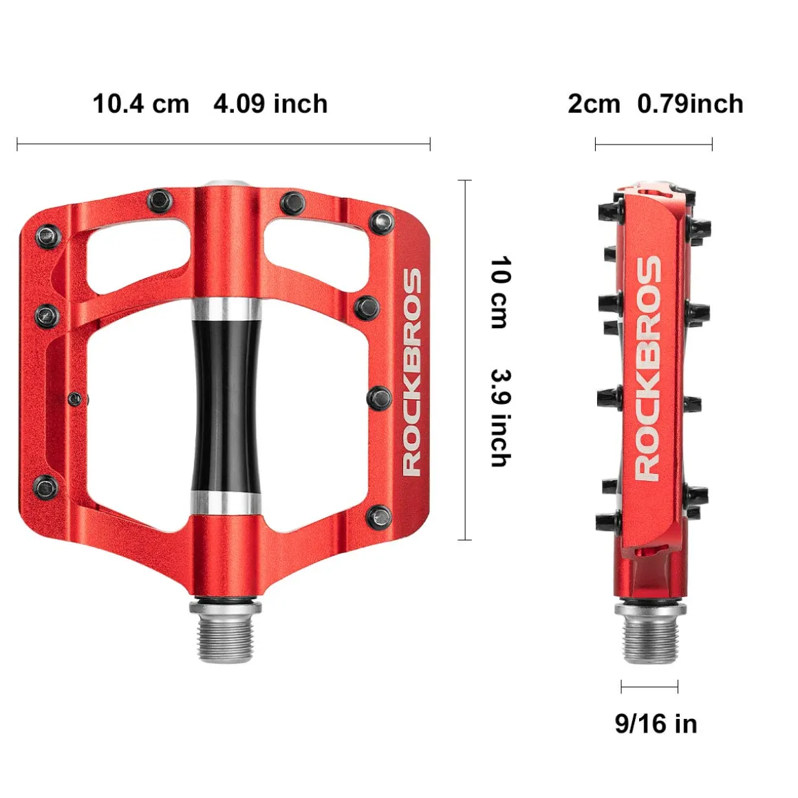 ROCKBROS MTB Pedals Platform Bike Pedal Aluminum 9/16" Bicycle Pedal Non-Slip Lightweight Flat Pedals for BMX Road Mountain Bikes