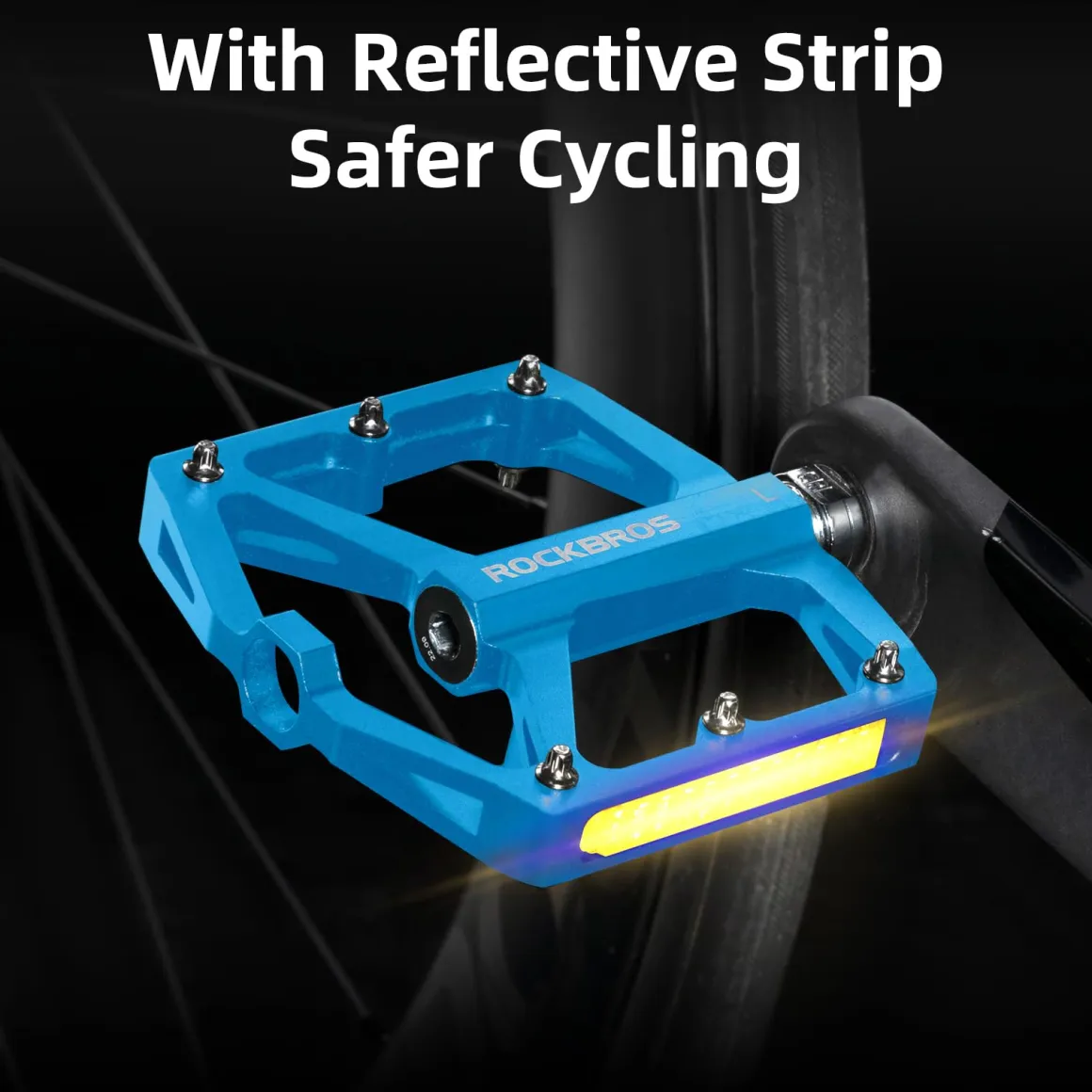 ROCKBROS MTB Reflective Aluminum Pedals 9/16" Sealed Bearing Lightweight