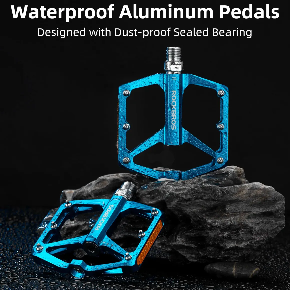 ROCKBROS MTB Reflective Aluminum Pedals 9/16" Sealed Bearing Lightweight