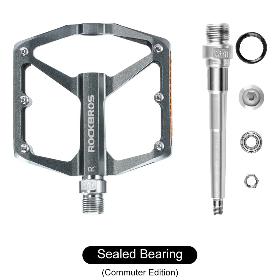 ROCKBROS MTB Reflective Aluminum Pedals 9/16" Sealed Bearing Lightweight