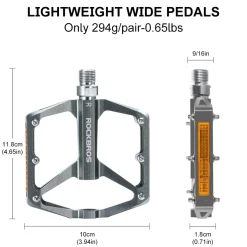 ROCKBROS MTB Reflective Aluminum Pedals 9/16