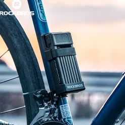 ROCKBROS MTB Road Bike Lock Key Folding Lock E-Bike Motorcycle Steel Lock Portable Antirust Anti-theft