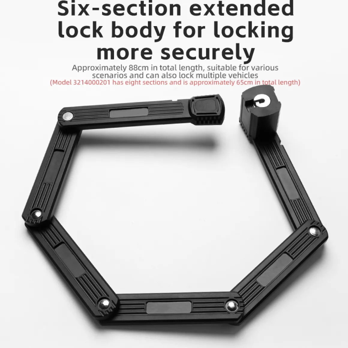 ROCKBROS MTB Road Bike Lock Key Folding Lock E-Bike Motorcycle Steel Lock Portable Antirust Anti-theft