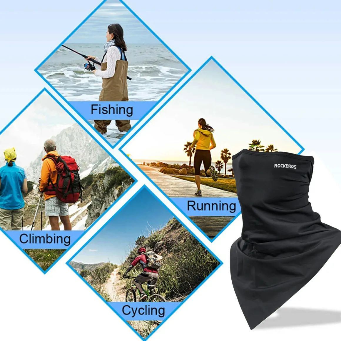 ROCKBROS Neck Gaiter-UPF 50+ Cool Face Cover UV Protection Breathable Neck Gaiters