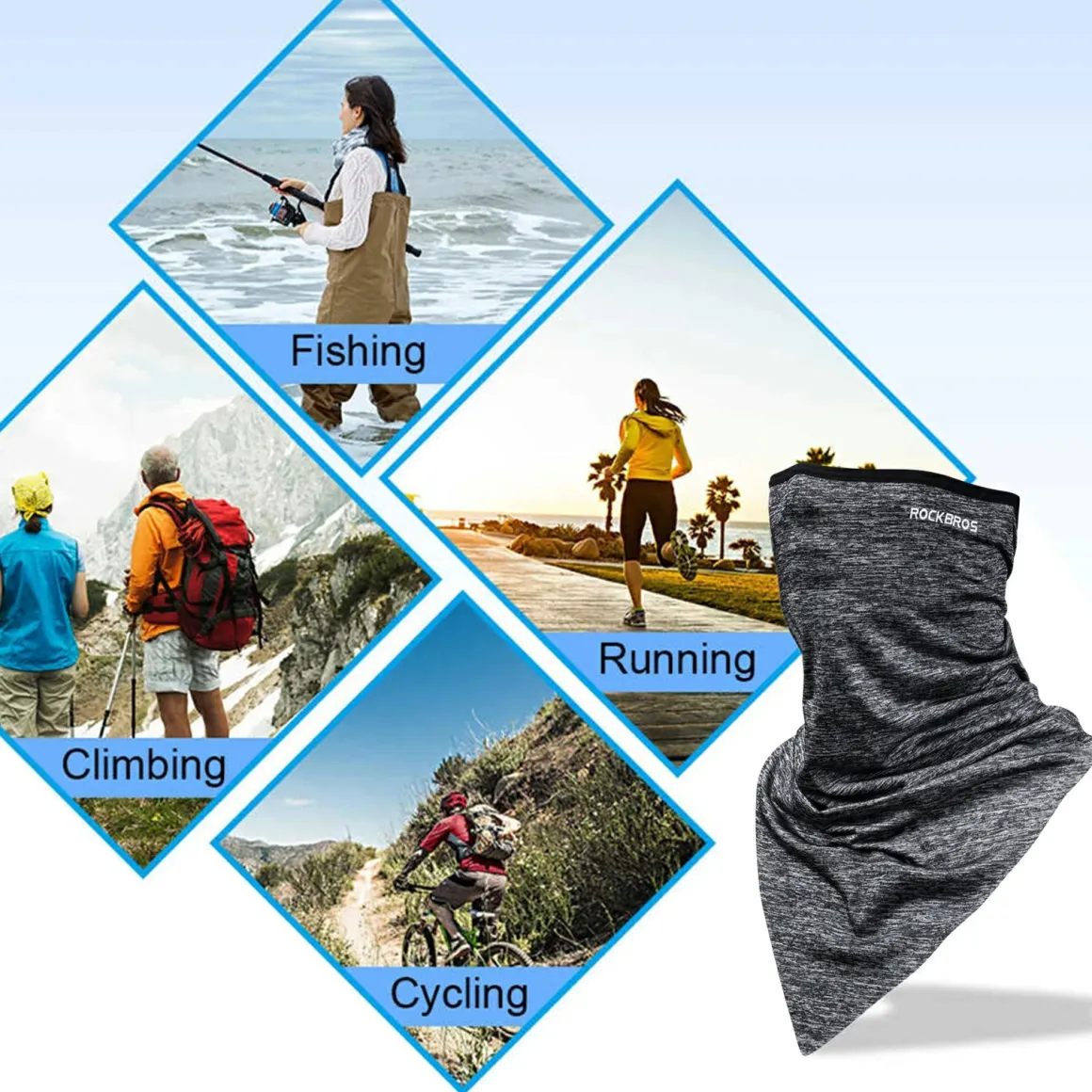 ROCKBROS Neck Gaiter-UPF 50+ Cool Face Cover UV Protection Breathable Neck Gaiters