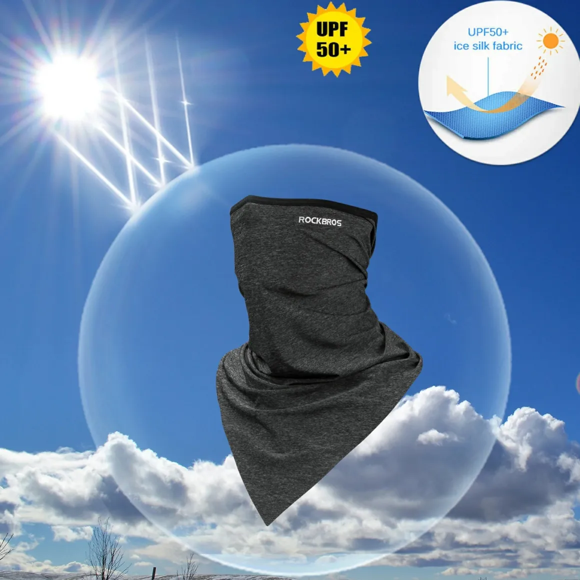 ROCKBROS Neck Gaiter-UPF 50+ Cool Face Cover UV Protection Breathable Neck Gaiters