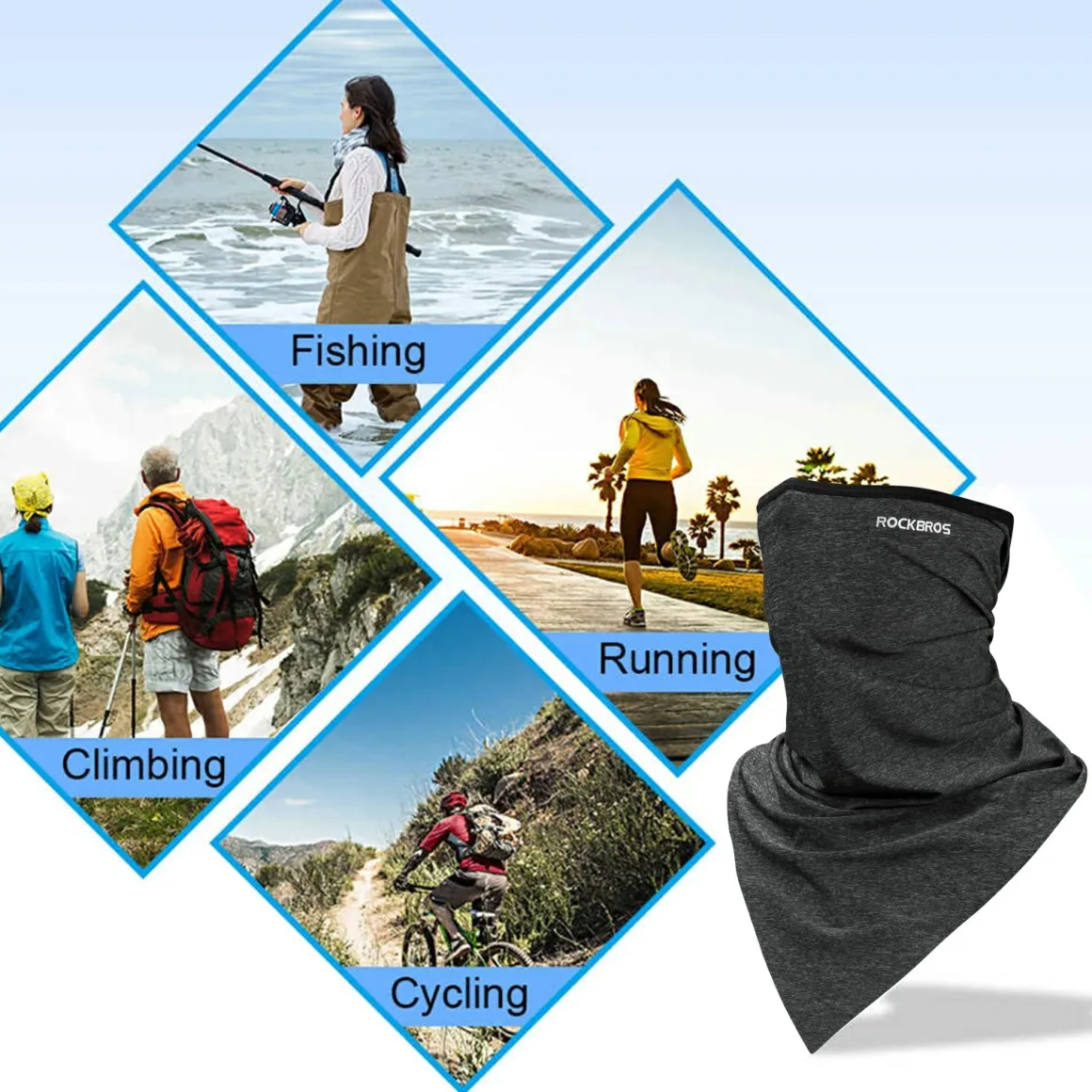ROCKBROS Neck Gaiter-UPF 50+ Cool Face Cover UV Protection Breathable Neck Gaiters