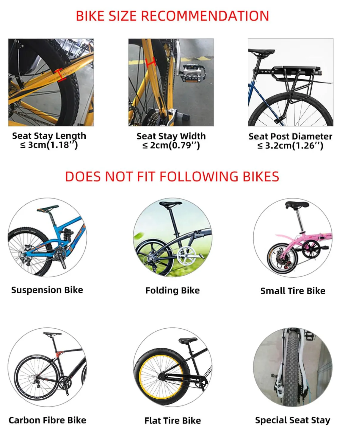 ROCKBROS Quick Release Rear Bike Cargo Rack, Adjustable for 26”-29” Mountain Bikes