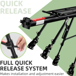 ROCKBROS Quick Release Rear Bike Cargo Rack, 55LB Capacity for 26”-29” MTB E-Bikes