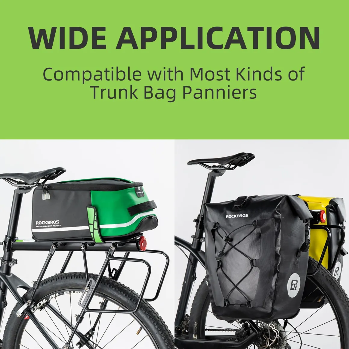 ROCKBROS Quick Release Rear Bike Cargo Rack, 55LB Capacity for 26”-29” MTB E-Bikes
