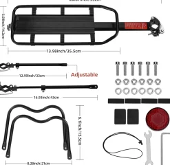 ROCKBROS Rear Bike Bicycle Cargo Rack Aluminum Alloy 115 lbs Capacity Black