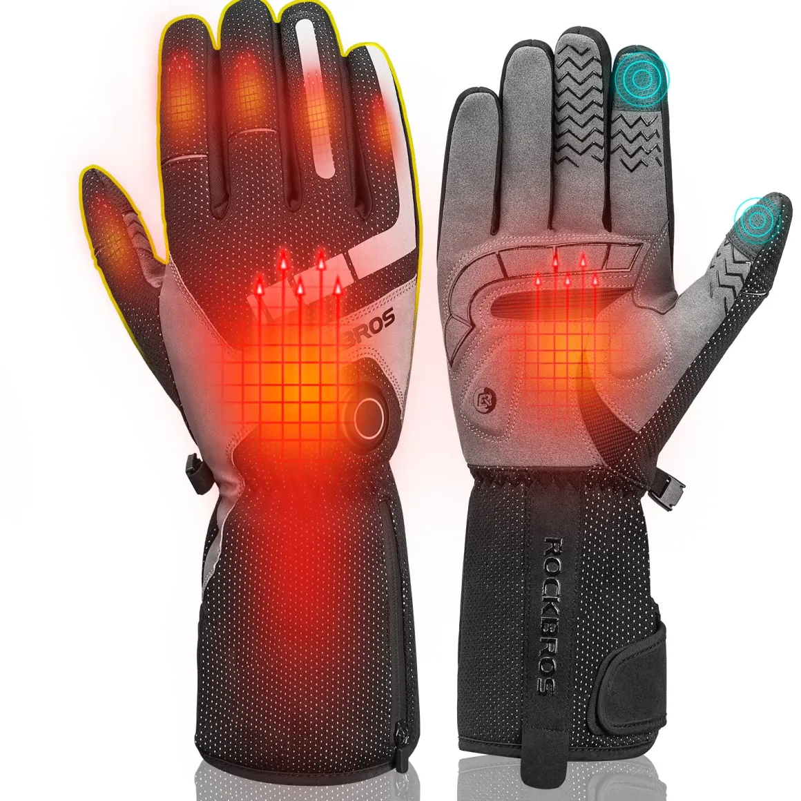 ROCKBROS Rechargeable Heated Gloves 4000mAh Touchscreen Windproof Thermal