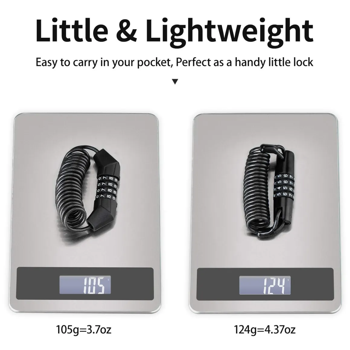 ROCKBROS Retractable Luggage Helmet Lock 4 Digit Little Black, 2Pcs