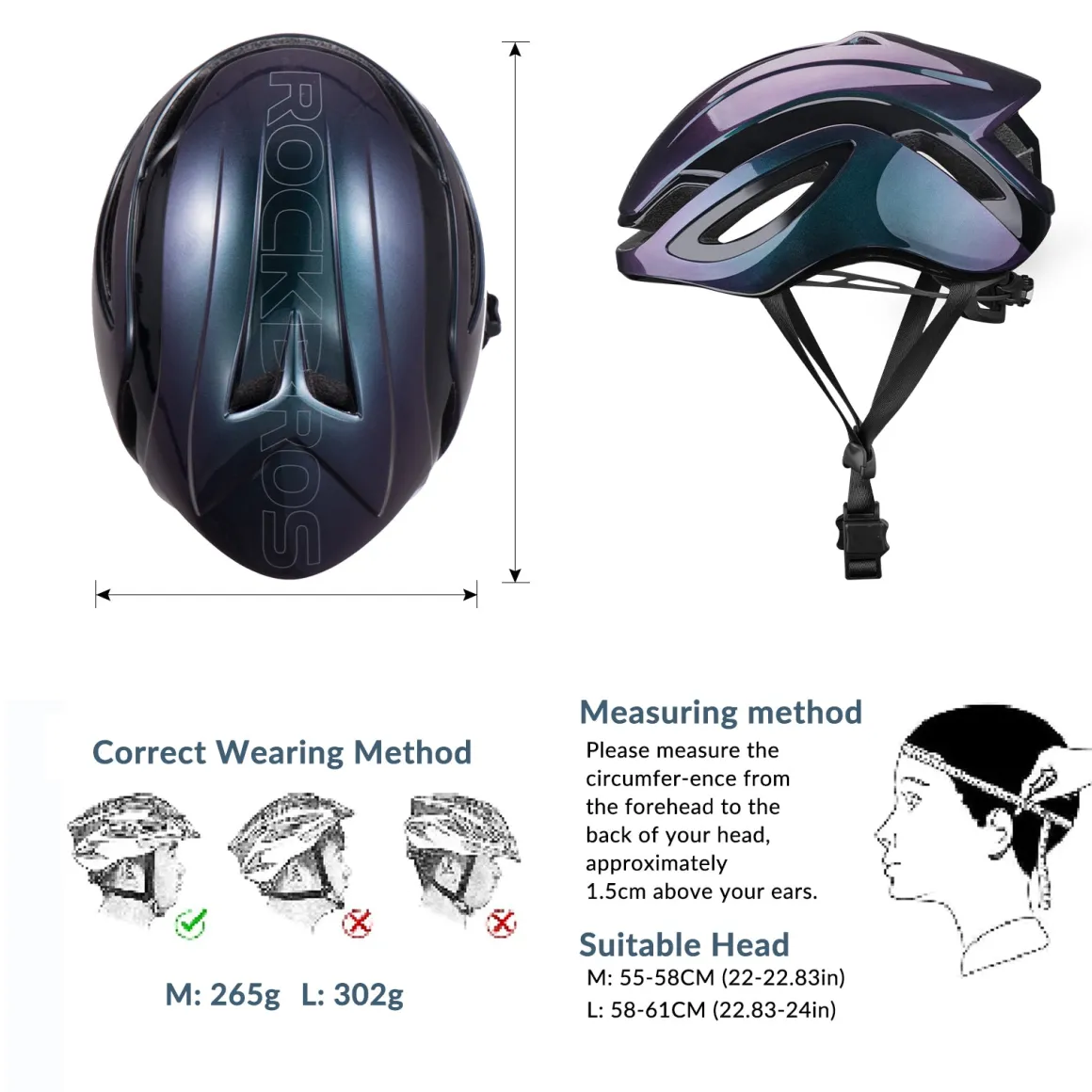 ROCKBROS Road Aero Bike Helmet for Adults TT Triathlon Helmet for Cycling