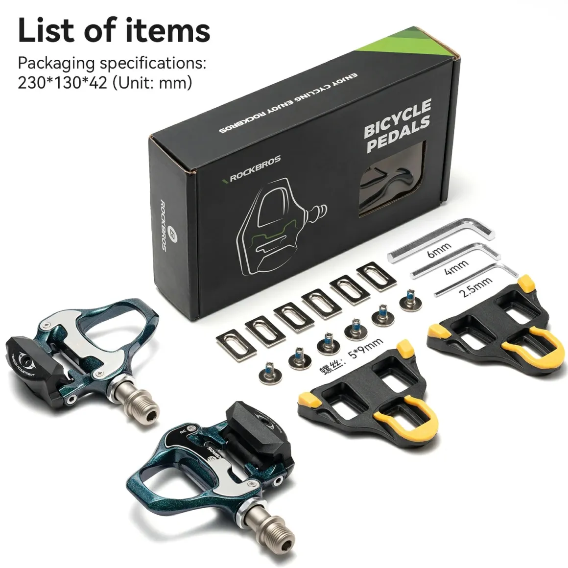 ROCKBROS Road MTB Lightweight Clipless Bicycle Pedals with Cleats Set Compatible with SPD-SL System