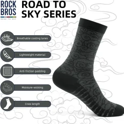ROCKBROS Road to Sky Bike Socks Breathable Fabric Antibacterial Long Ride Cushioned