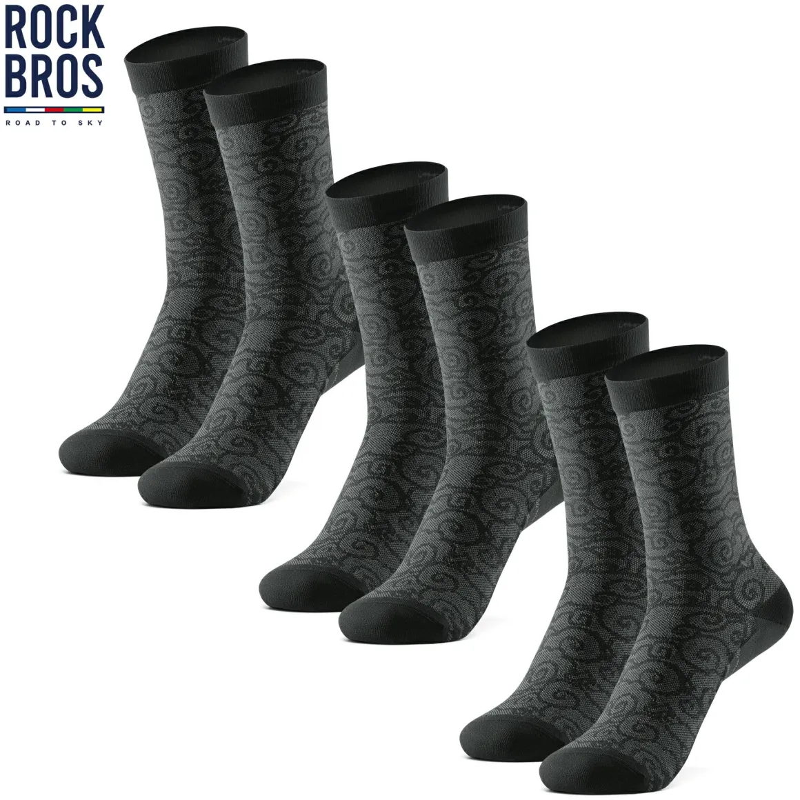 ROCKBROS Road to Sky Bike Socks Breathable Fabric Antibacterial Long Ride Cushioned