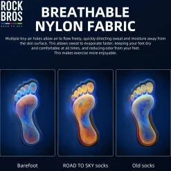 ROCKBROS Road to Sky Bike Socks Breathable Fabric Antibacterial Long Ride Cushioned