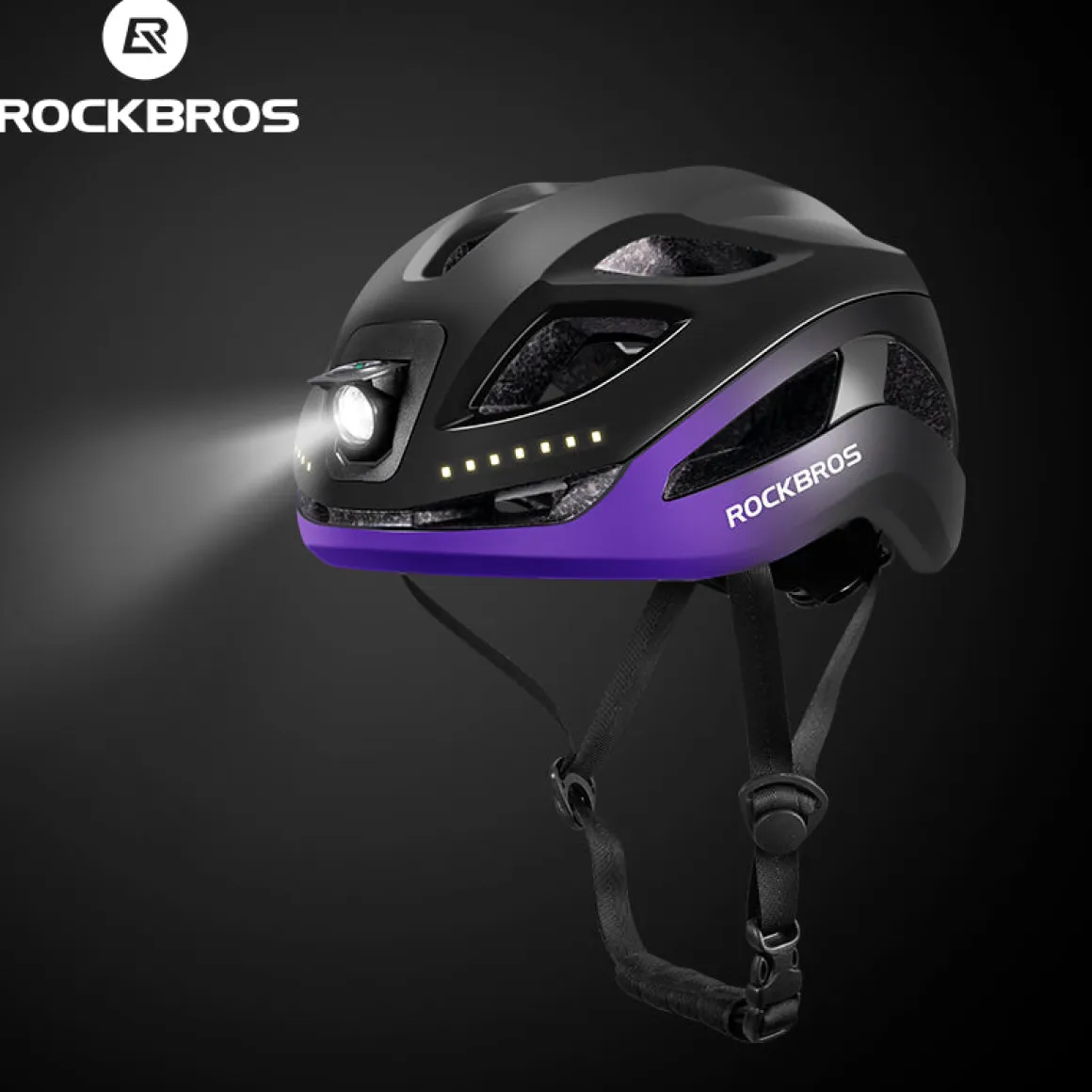 ROCKBROS Safety Warning Helmet with Built-In Lights and Adjustable Fit Electric USB