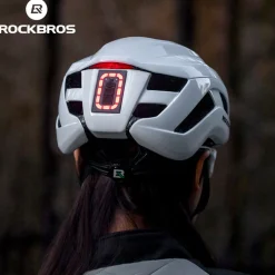 ROCKBROS Safety Warning Helmet with Built-In Lights and Adjustable Fit Electric USB