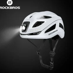 ROCKBROS Safety Warning Helmet with Built-In Lights and Adjustable Fit Electric USB