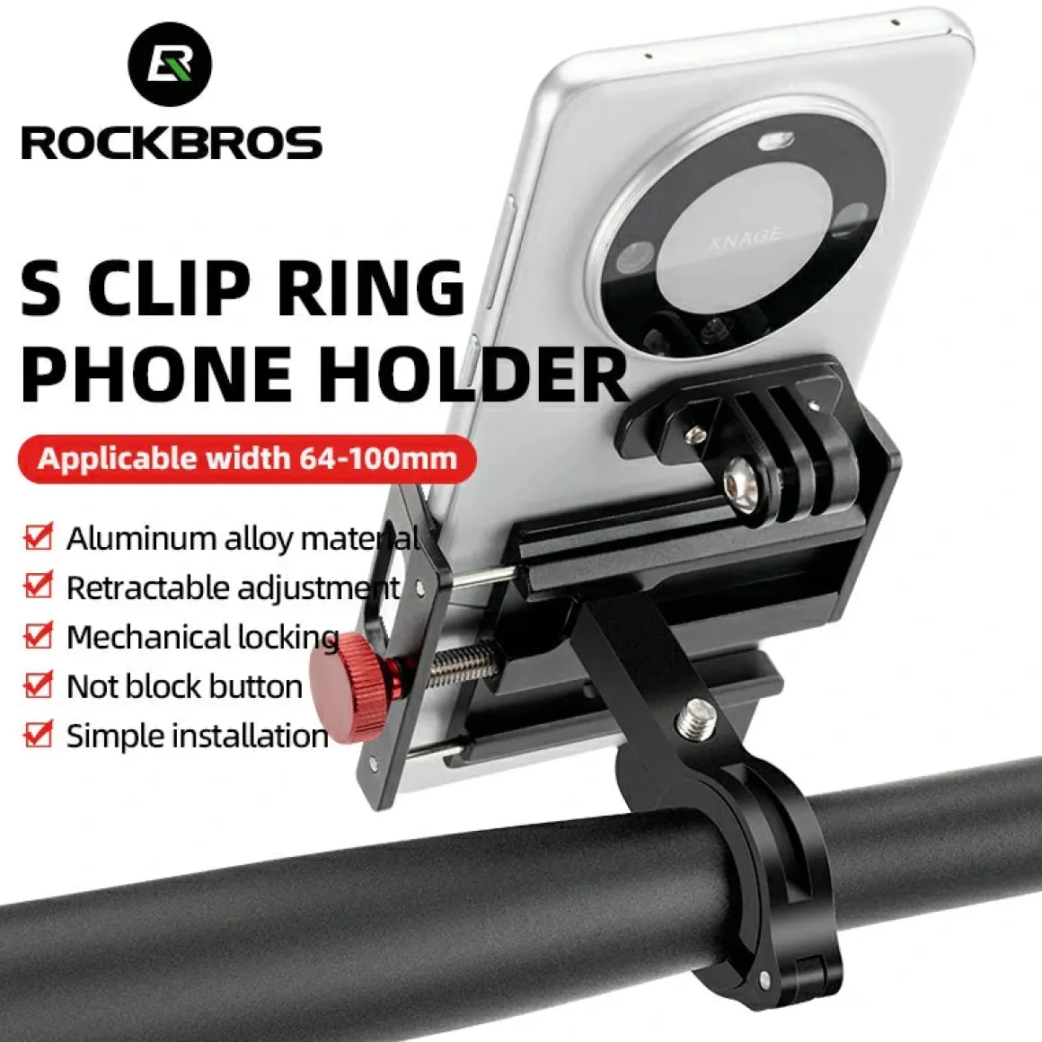 ROCKBROS S Clip Ring Bike Phone Holder for 4.7–7.09" Phones