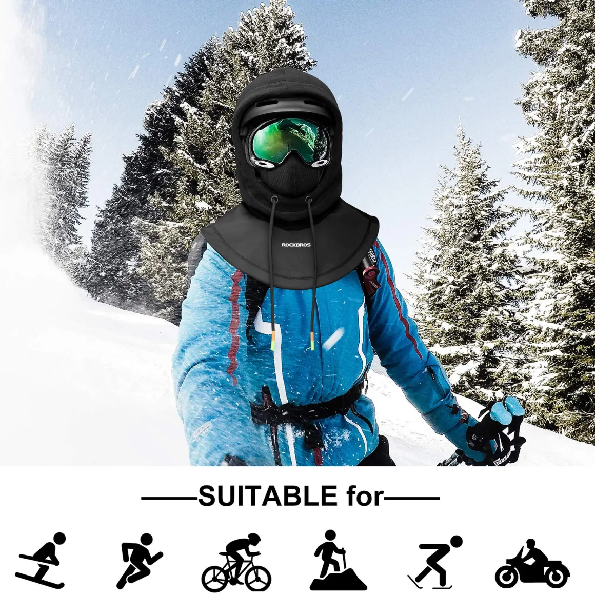 ROCKBROS Ski Balaclava Thermal Fleece Balaclava for Cold Weather Winter Men