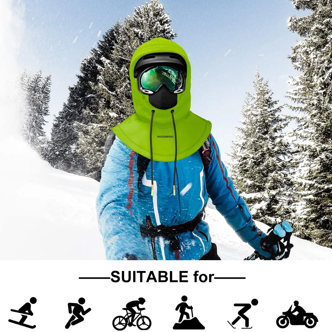 ROCKBROS Ski Balaclava Thermal Fleece Balaclava for Cold Weather Winter Men