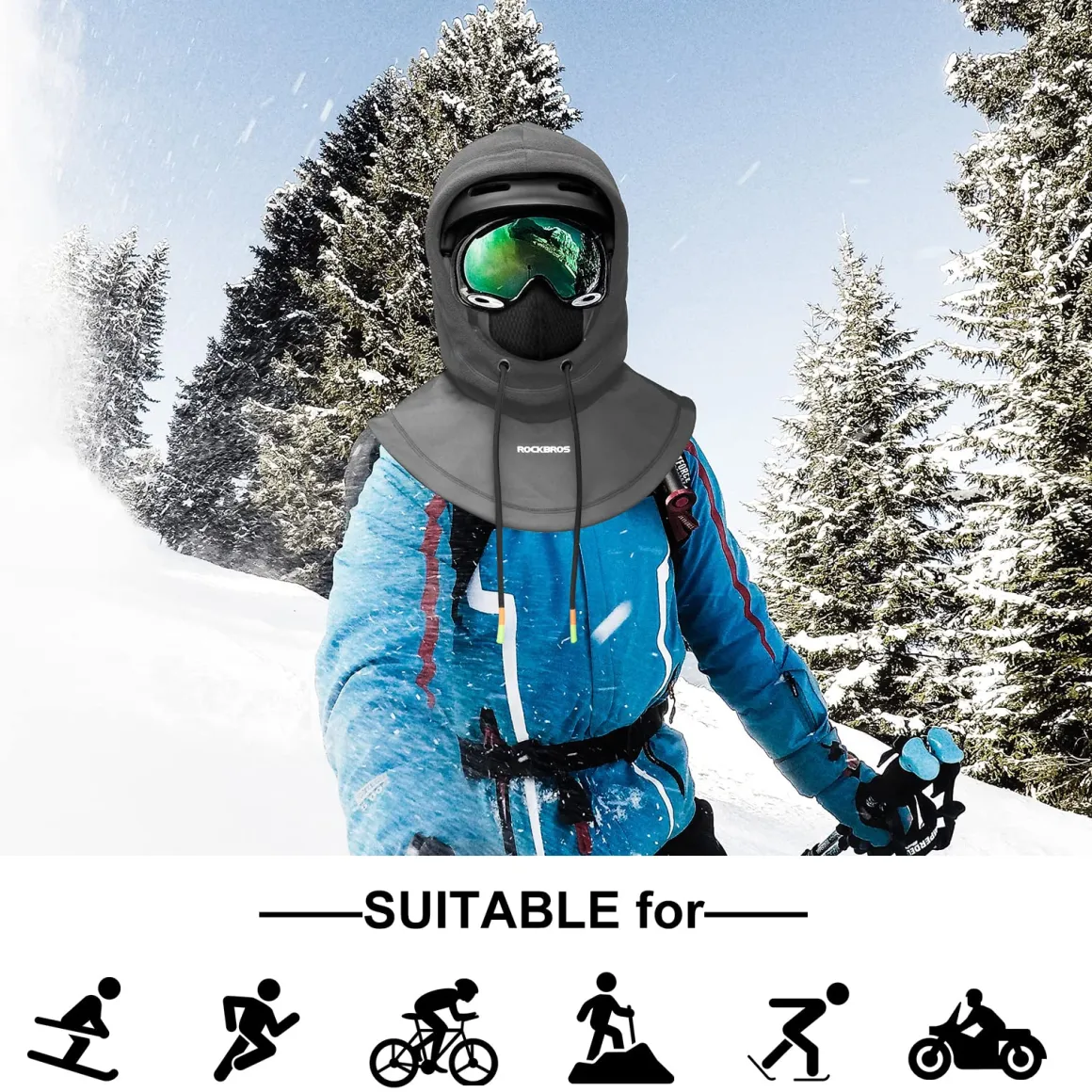 ROCKBROS Ski Balaclava Thermal Fleece Balaclava for Cold Weather Winter Men