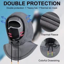 ROCKBROS Ski Balaclava Thermal Fleece Balaclava for Cold Weather Winter Men