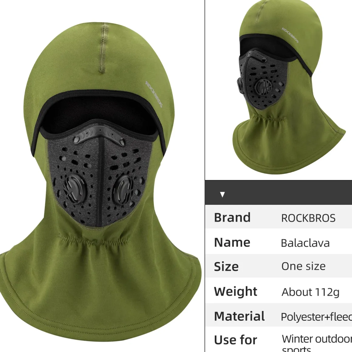ROCKBROS Ski Mask Balaclava Winter Mask for Men Baclava Cold Weather Thermal