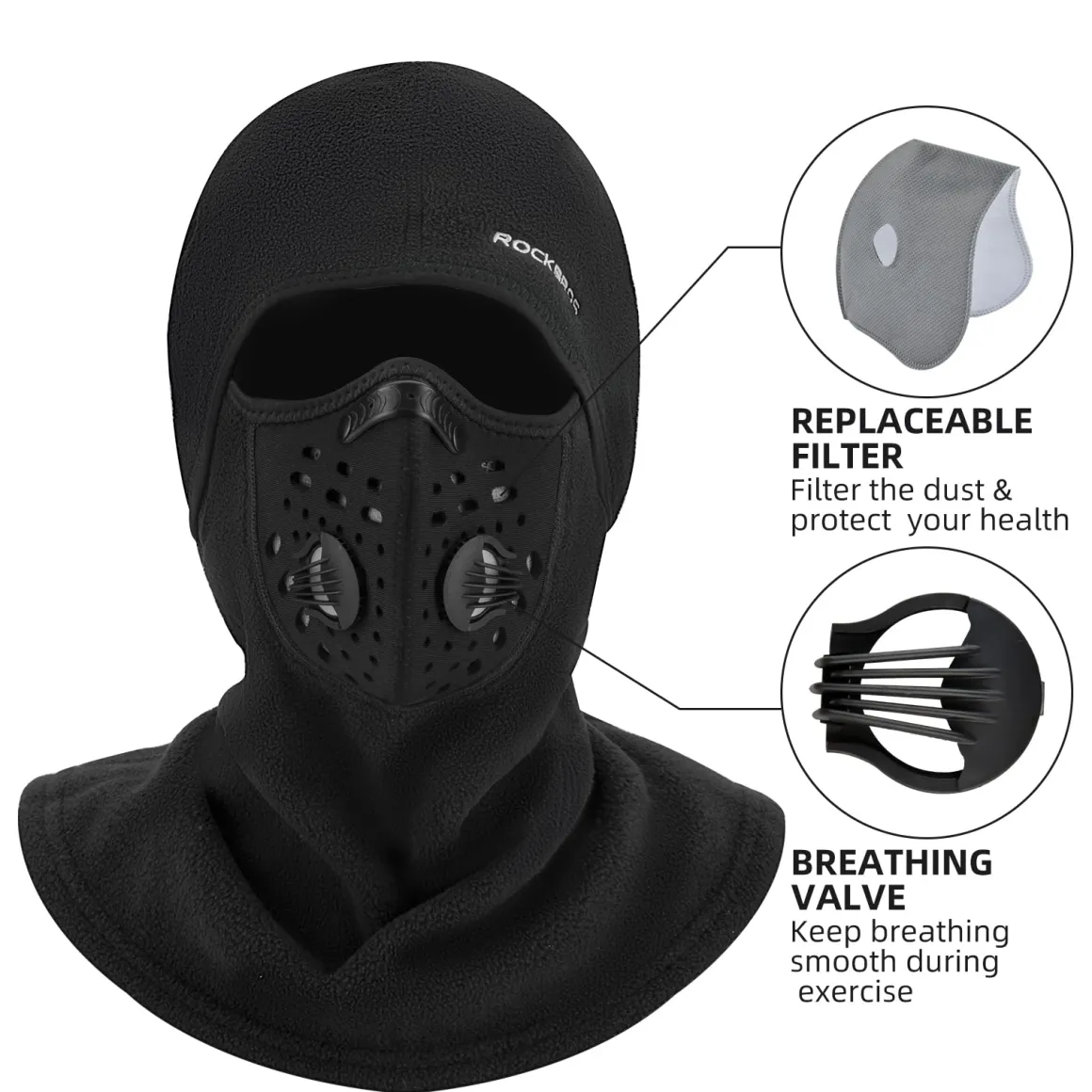 ROCKBROS Ski Mask Balaclava Winter Mask for Men Baclava Cold Weather Thermal