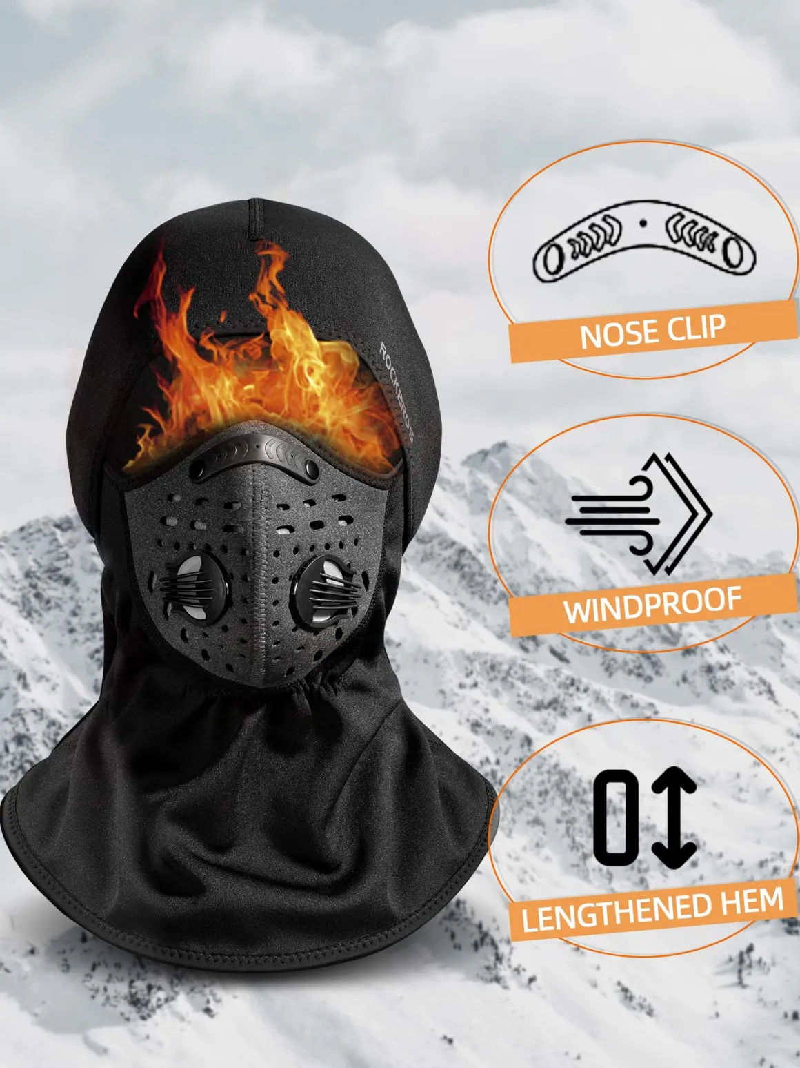 ROCKBROS Ski Mask Balaclava Winter Mask for Men Baclava Cold Weather Thermal