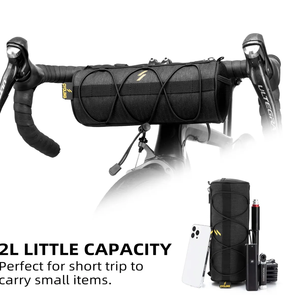 ROCKBROS Small Handlebar Bag Handy Front Bike Storage Pouch with Shoulder Strap Ideal