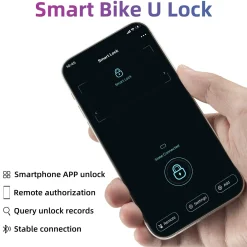 ROCKBROS Smart Bike U Lock with Fingerprint and App Control Waterproof