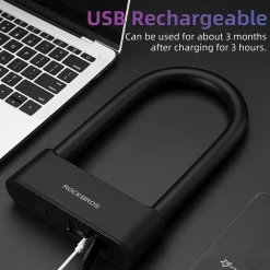 ROCKBROS Smart Bike U Lock with Fingerprint and App Control Waterproof