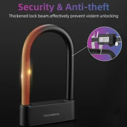 ROCKBROS Smart Bike U Lock with Fingerprint and App Control Waterproof