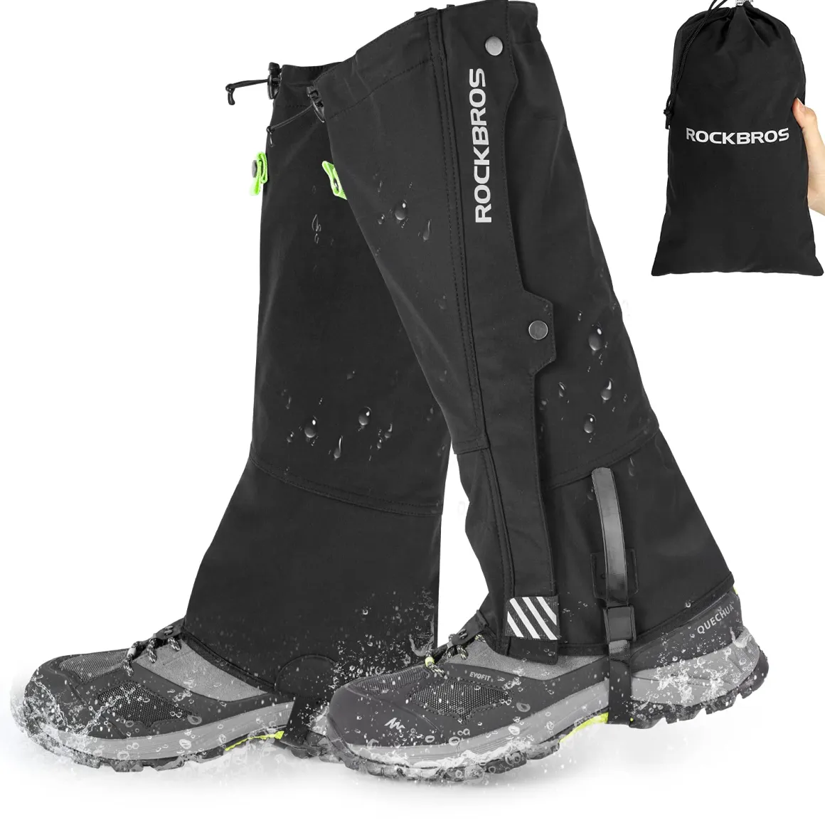 ROCKBROS Snow Boot Leg Gaiters, Waterproof Hiking Gaiters for Winter Sports and Snow Shoes