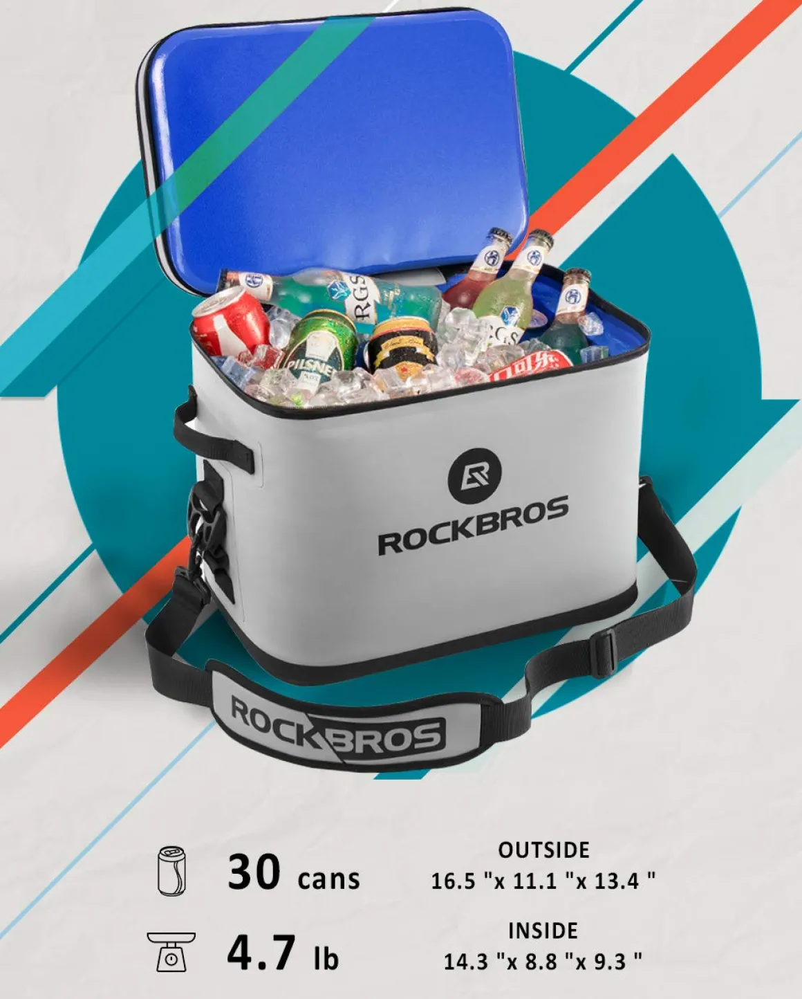ROCKBROS Soft Cooler 30 Can Insulated Leak Proof Soft Pack