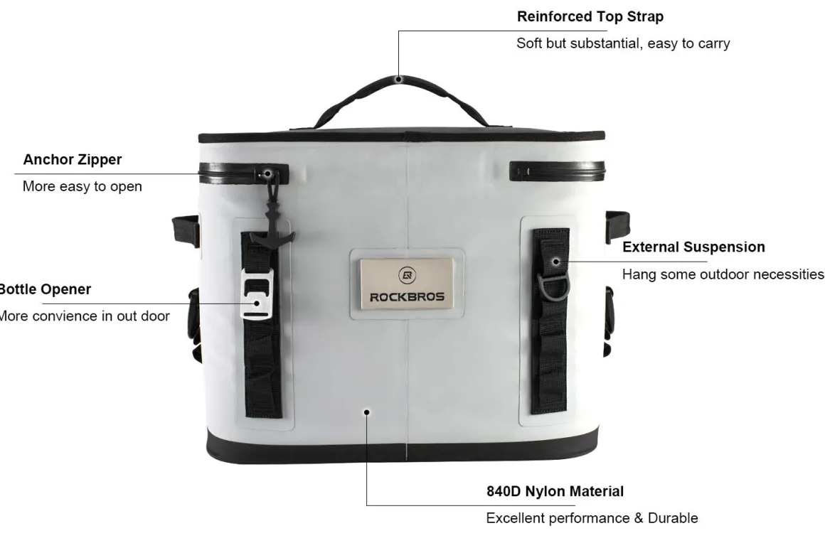 ROCKBROS Soft Cooler 30 Can Insulated Leak Proof Soft Pack