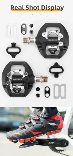 ROCKBROS SPD Dual-Purpose Bike Pedals - Compatible with Shimano MTB/Road