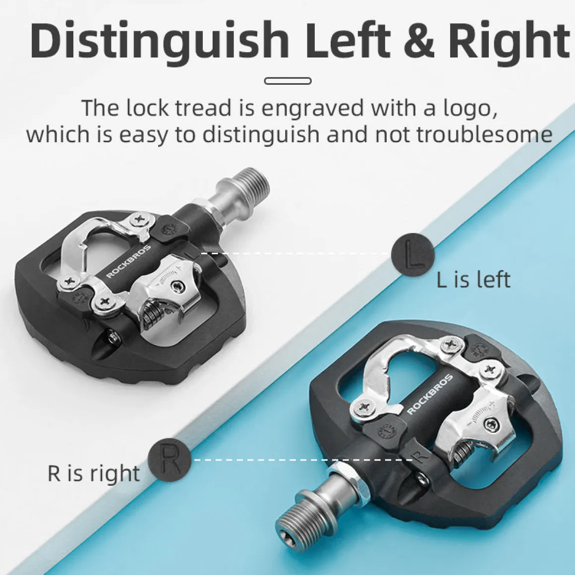 ROCKBROS SPD Dual-Purpose Bike Pedals - Compatible with Shimano MTB/Road