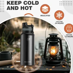 ROCKBROS Stainless Steel Insulated Water Bottle with Straw
