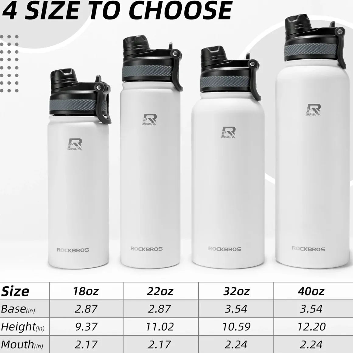 ROCKBROS Stainless Steel Insulated Water Bottle with Straw