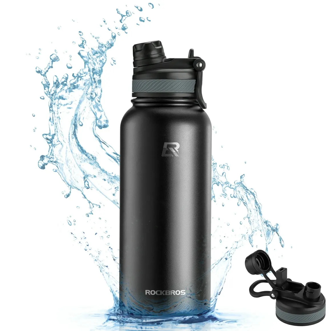ROCKBROS Stainless Steel Insulated Water Bottle with Straw