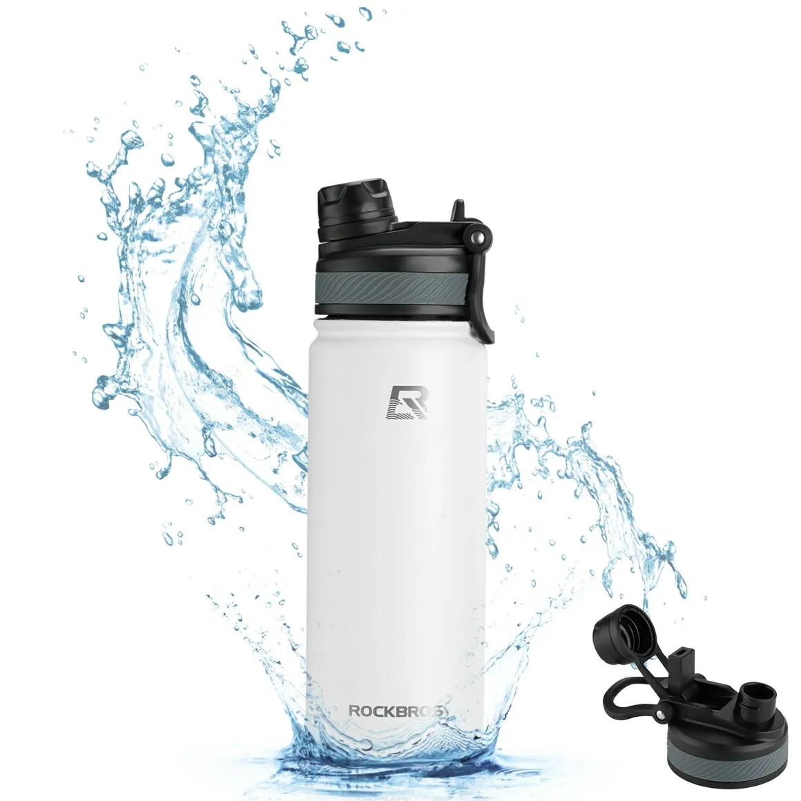 ROCKBROS Stainless Steel Insulated Water Bottle with Straw